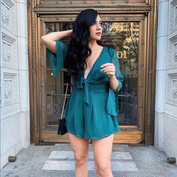 Pants & Jumpsuits | Emerald Green Romper | Poshmark